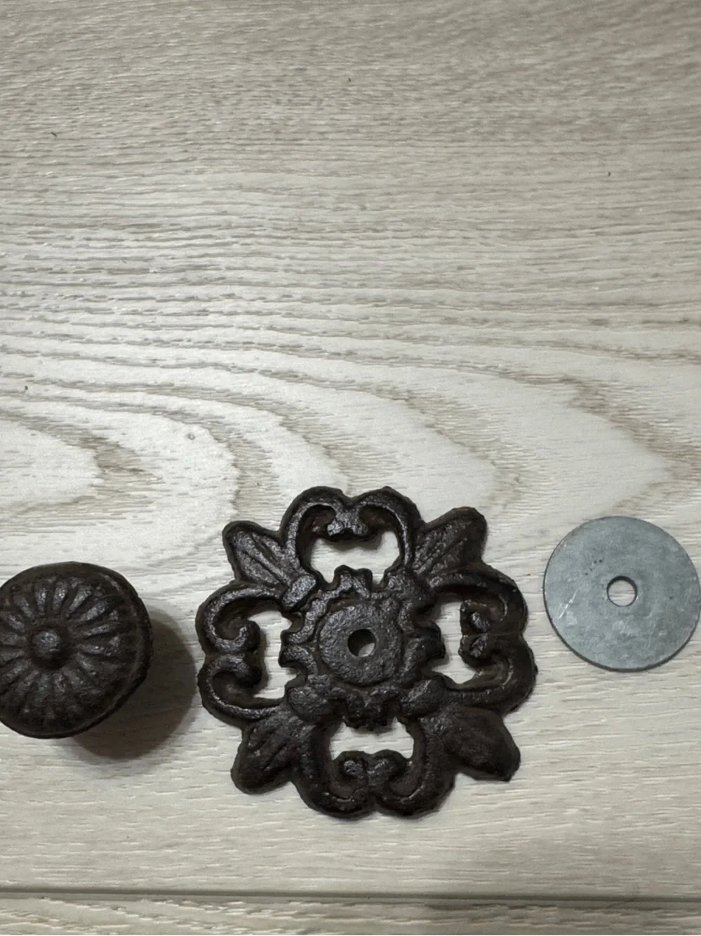 Vintage-Style Iron Drawer Pulls and Knob Set - Dark Brown